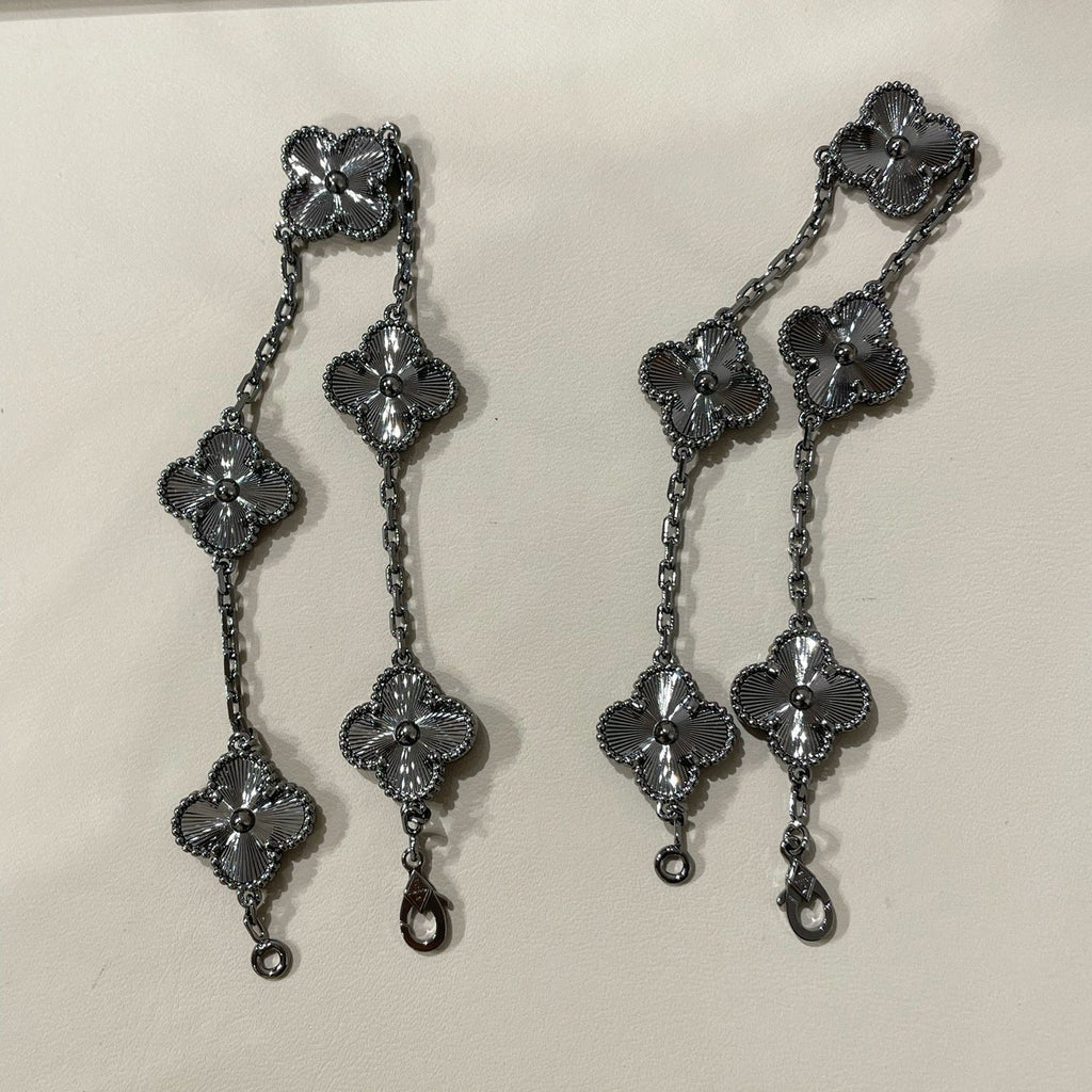 BRACELET NOIR À 5 MOTIFS CLOVER 