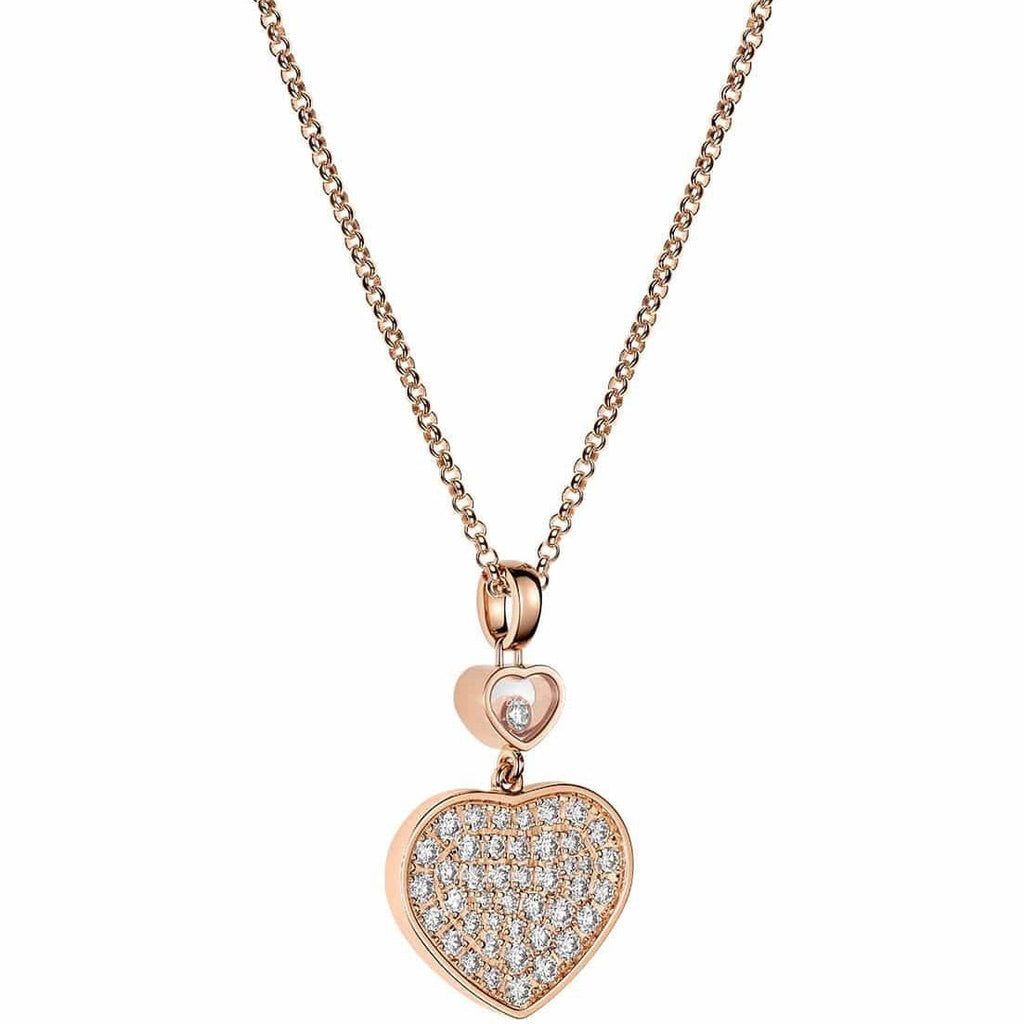 HAPPY HEART NECKLACE PINK GOLD FULL DIAMOND