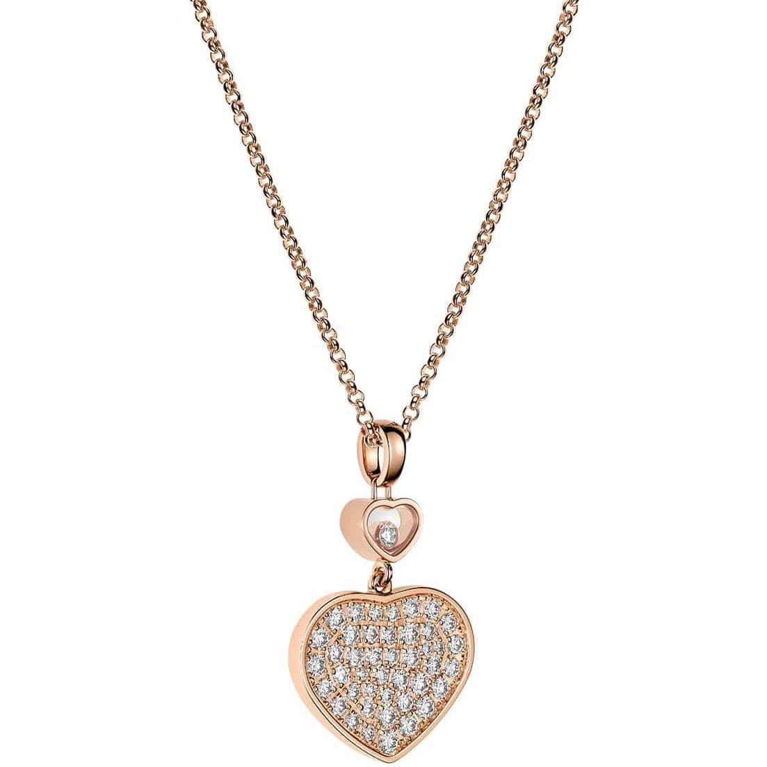 HAPPY HEART NECKLACE PINK GOLD FULL DIAMOND