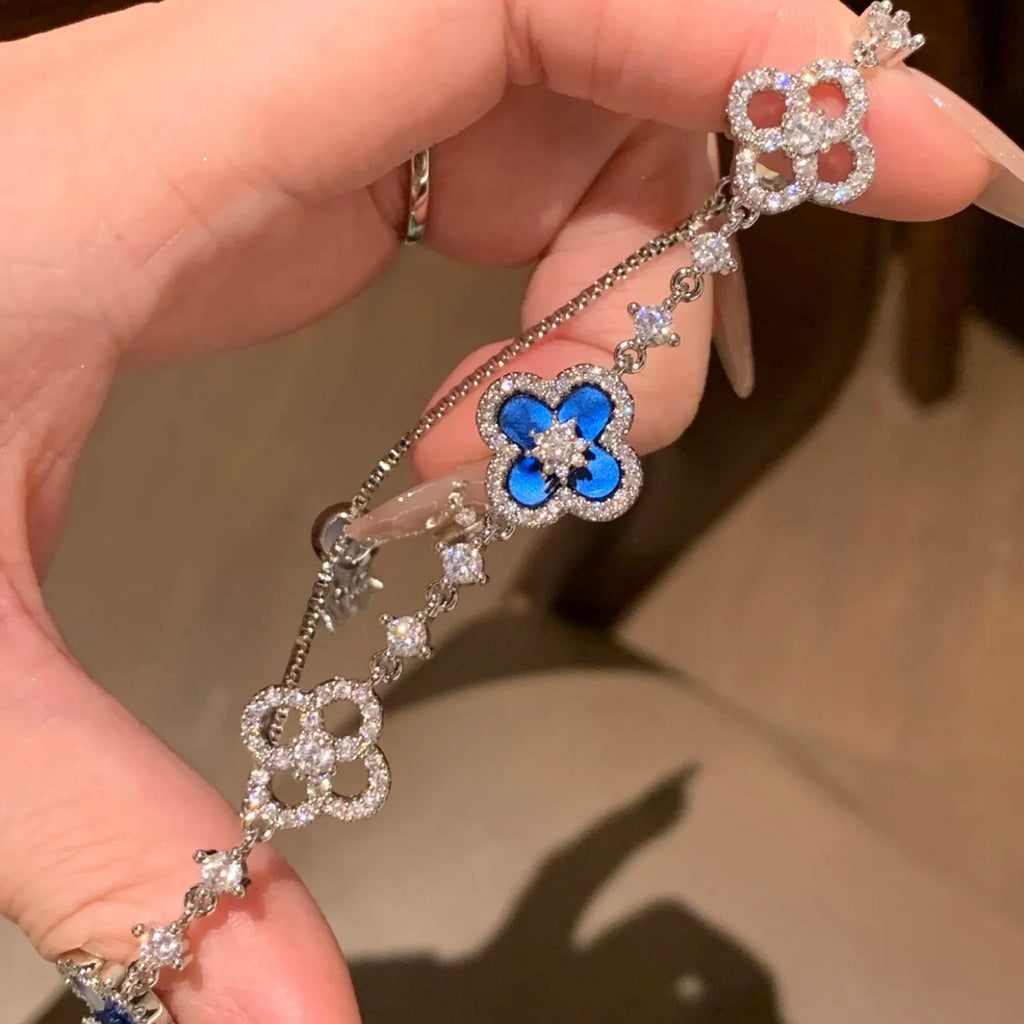 CLOVER 5 MOTIF PINK BLUE RED WHITE BRACELET