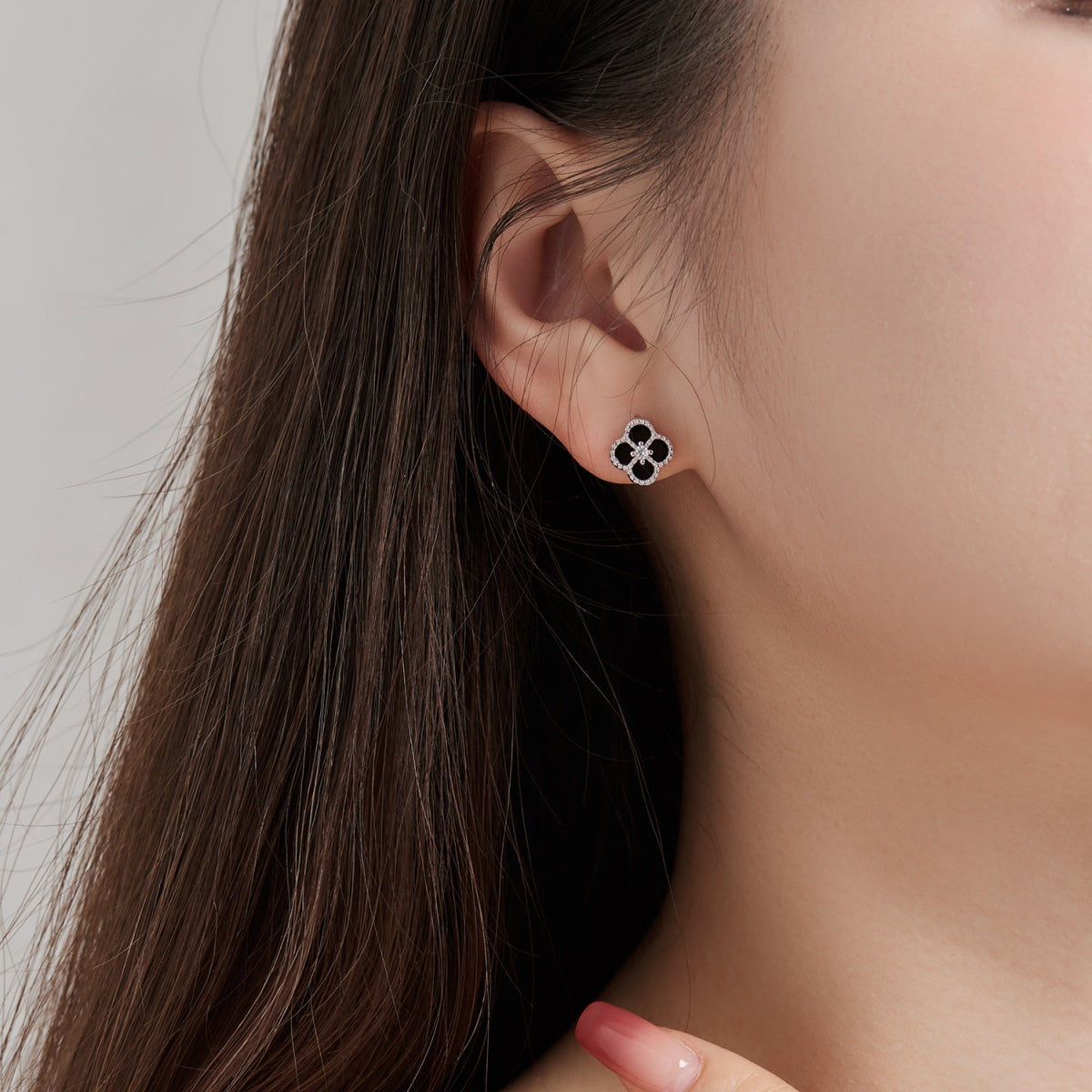 [HOT] Boucles d'oreilles exquises en forme de fleur de trèfle à quatre feuilles