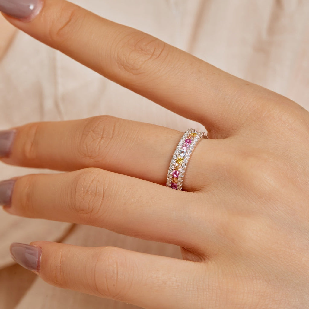 [HOT] Bague quotidienne délicate et colorée à coupe ronde