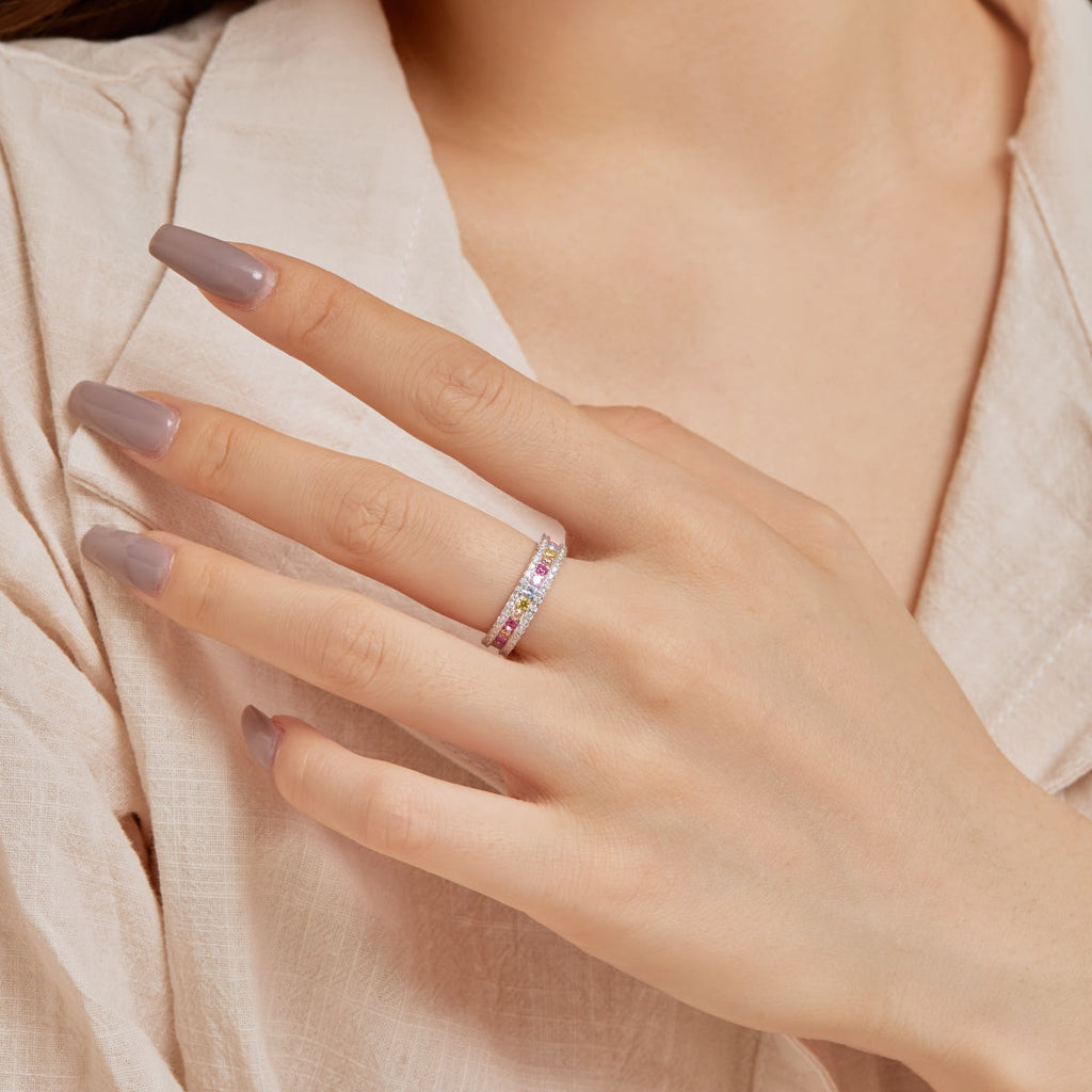 [HOT] Bague quotidienne délicate et colorée à coupe ronde