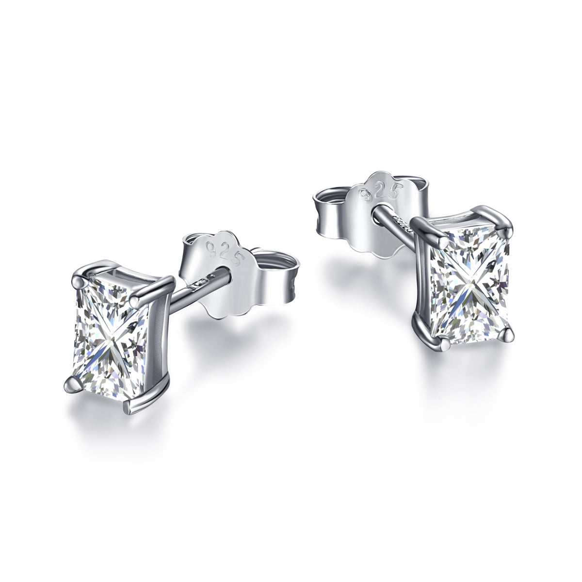 [HOT] Boucles d'oreilles à tige rectangulaires brillantes et élégantes avec pierre centrale