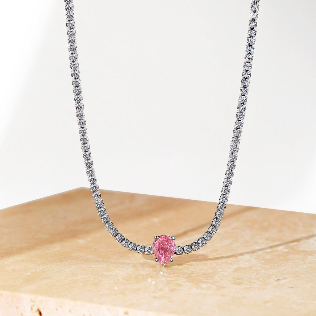 [HOT]1.0 carat Unique Pear Cut Tennis Necklace