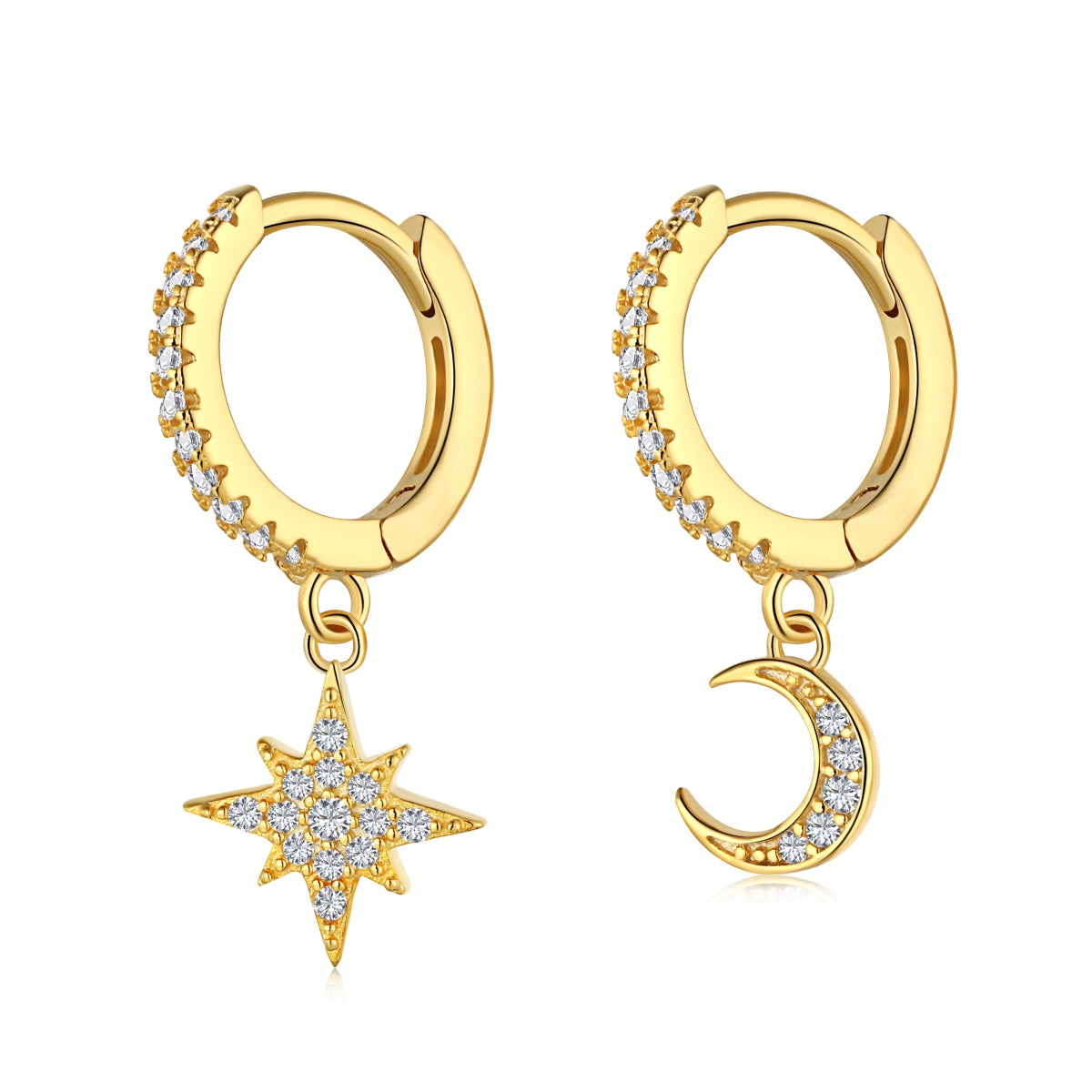 [HOT]Boucles d'oreilles asymétriques étoile et lune