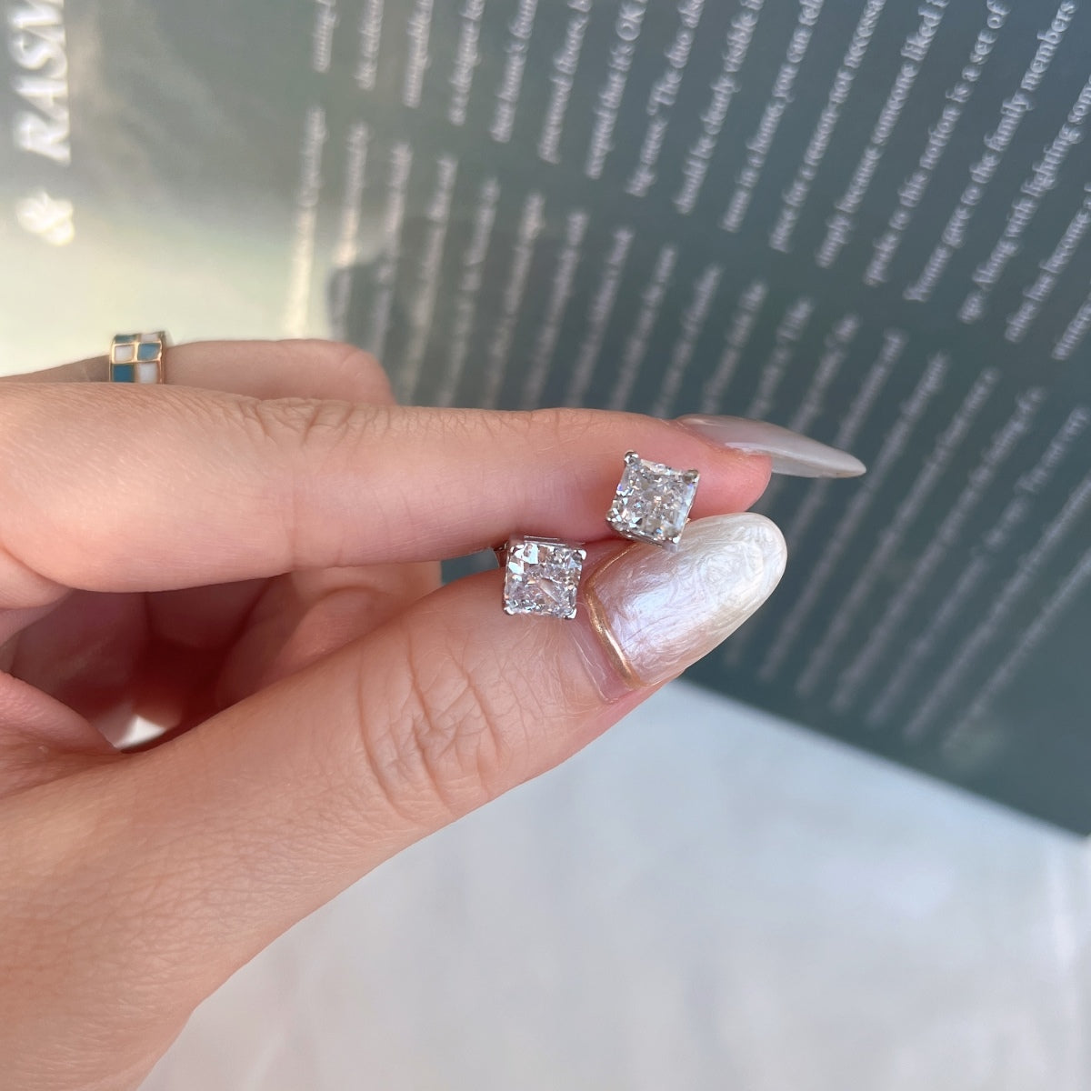 [HOT] Boucles d'oreilles de mariage taille princesse radiante de 1,0 carat