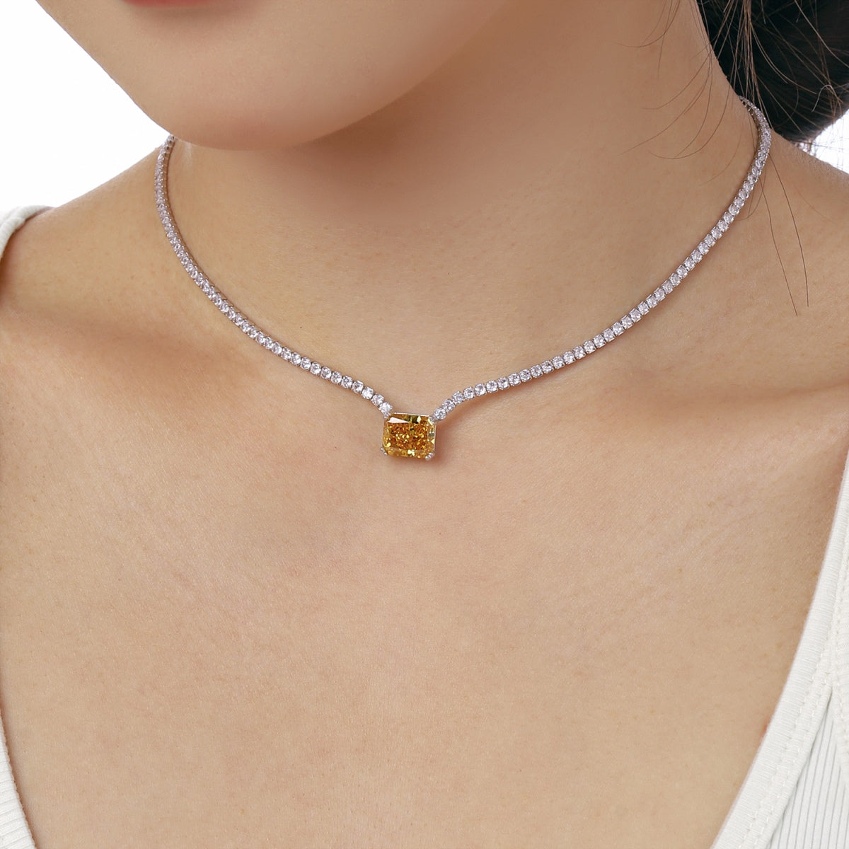 [HOT]4.0 Carat Elegant Radiant Cut Necklace