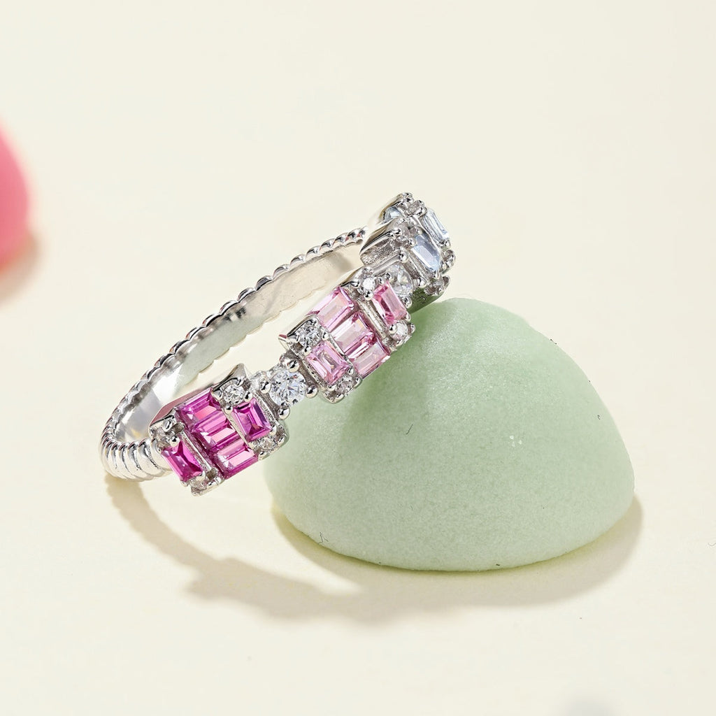 [HOT]Unique Colorful Emerald Cut Party Ring