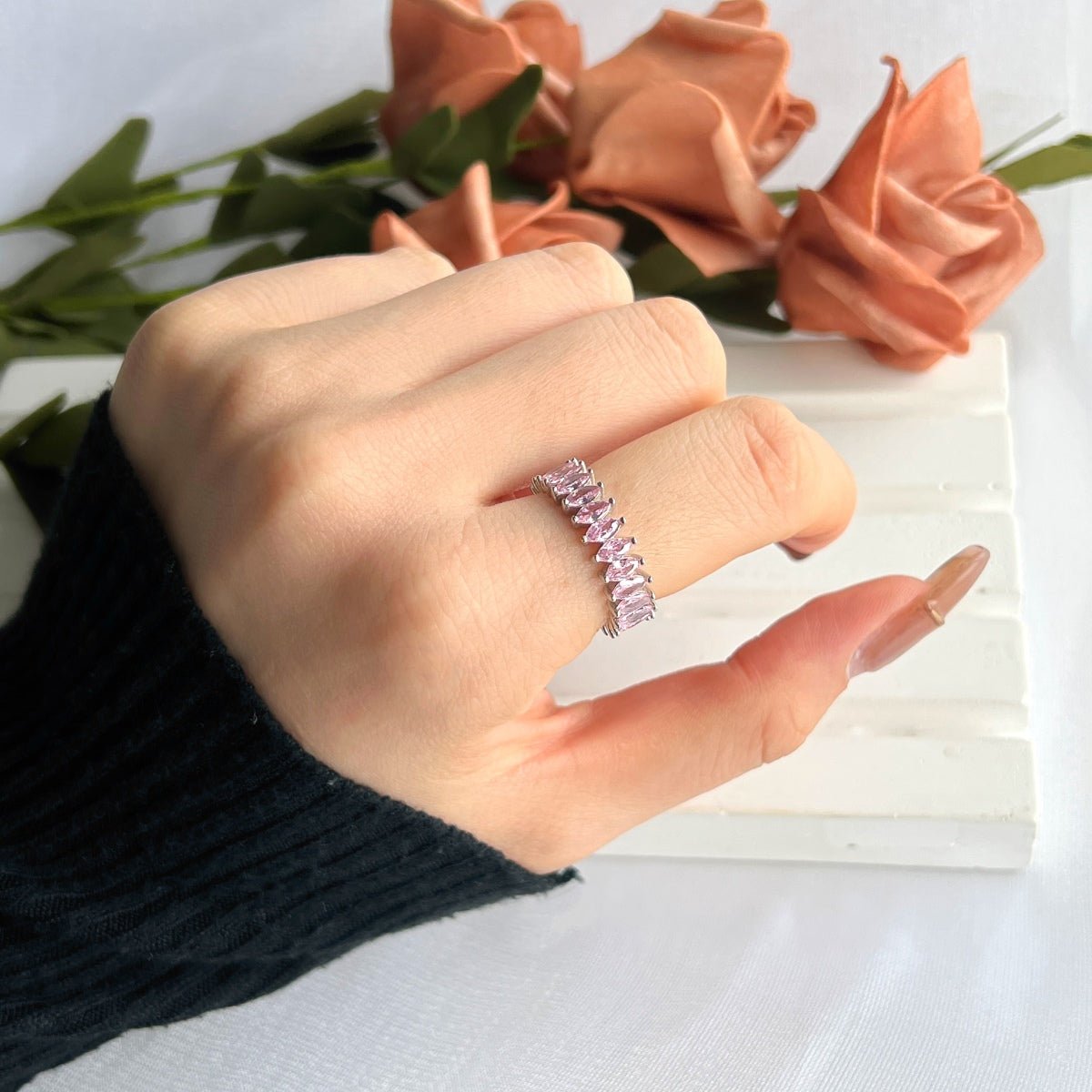 [HOT] Superbe bague de tennis taille marquise