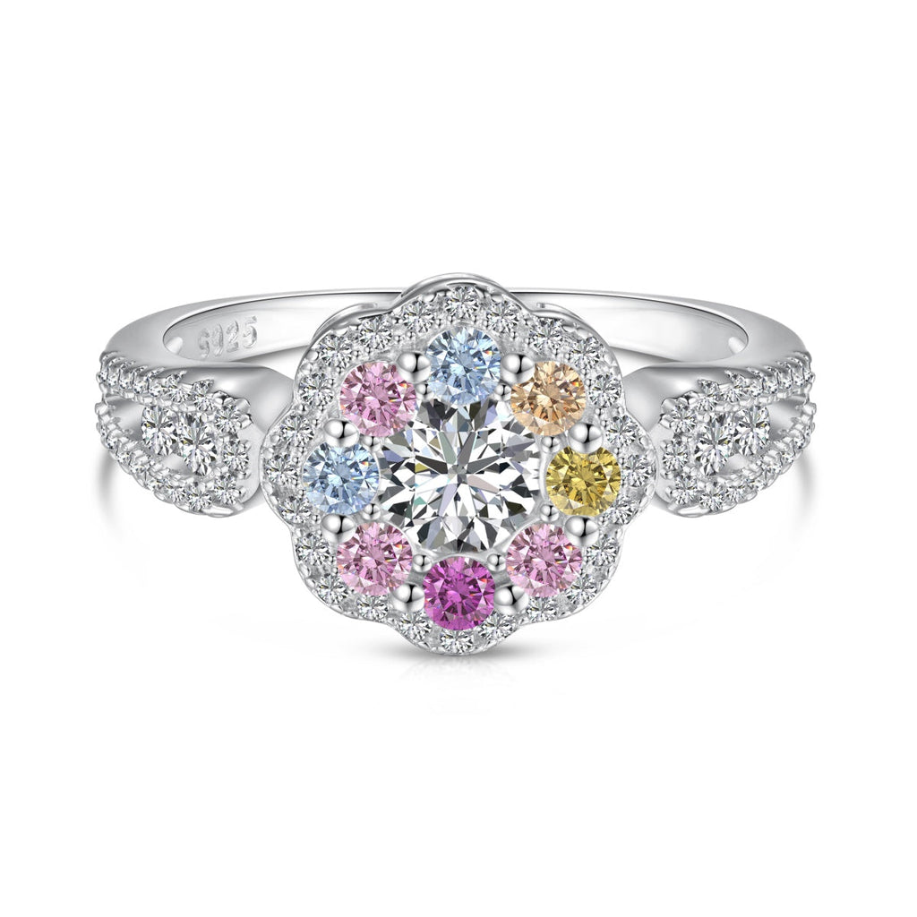 [HOT] Bague de mariage délicate et colorée en forme de fleur coupée ronde