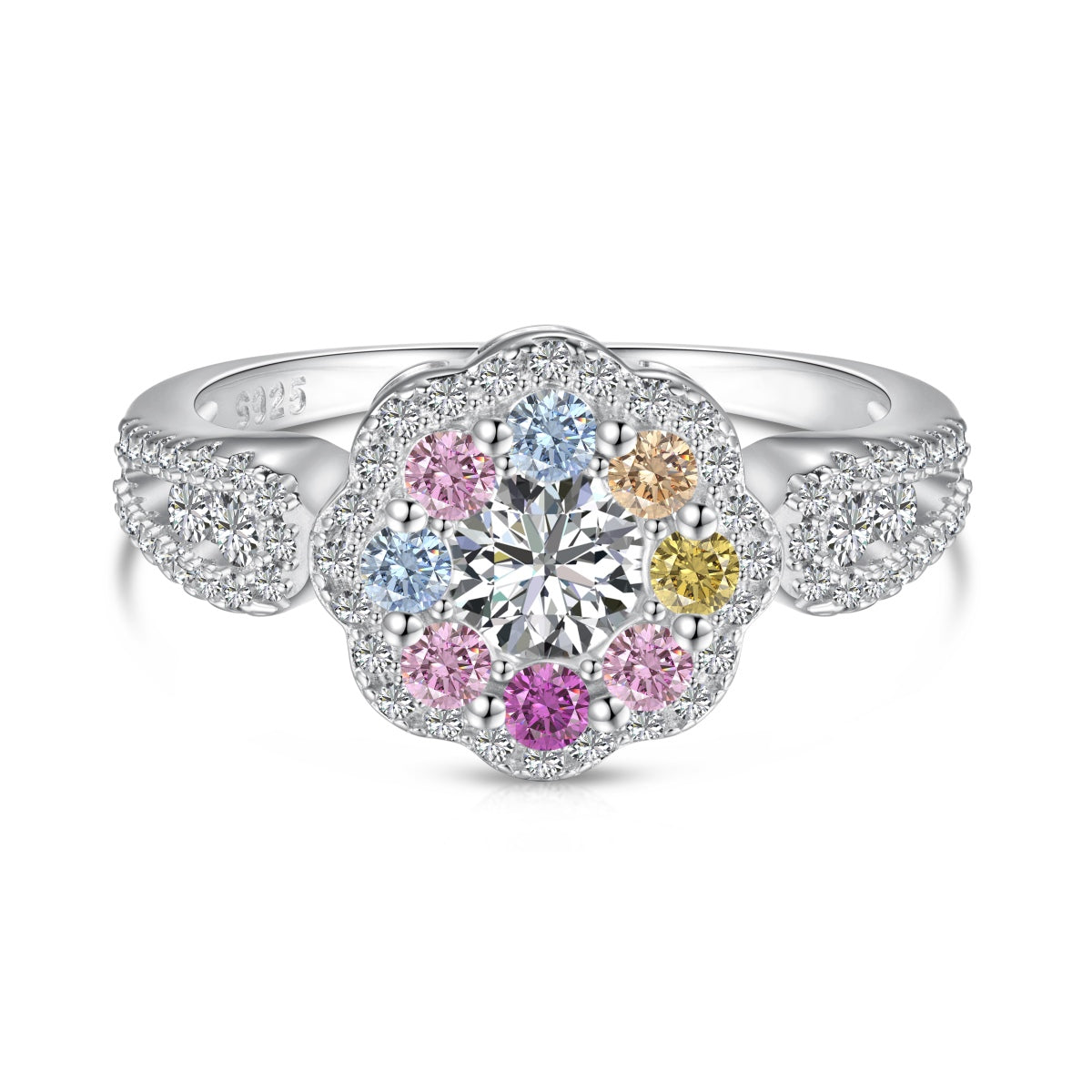 [HOT] Bague de mariage délicate et colorée en forme de fleur coupée ronde