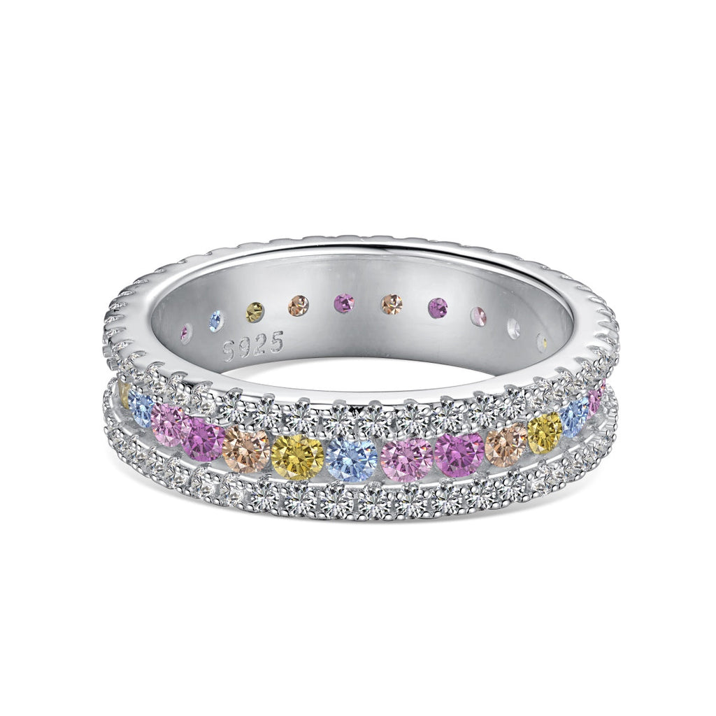 [HOT] Bague quotidienne délicate et colorée à coupe ronde
