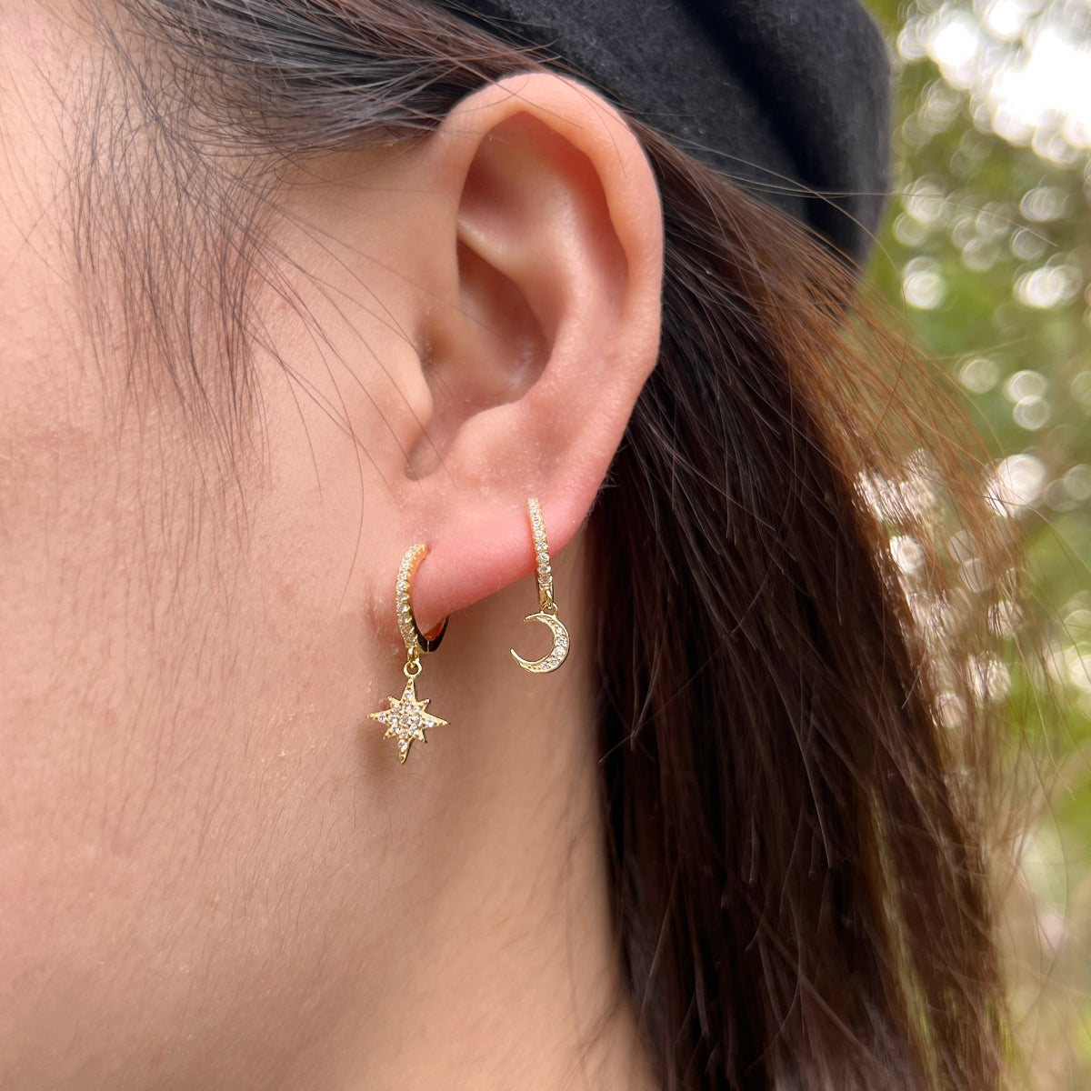 [HOT]Boucles d'oreilles asymétriques étoile et lune