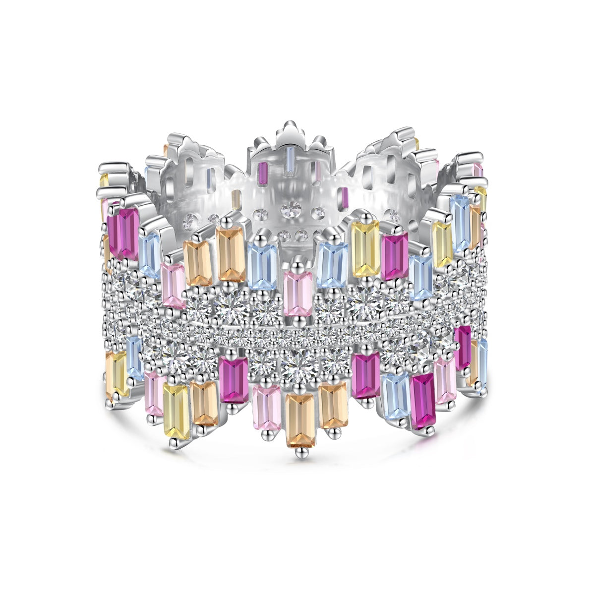 [HOT] Bague quotidienne luxueuse et colorée à taille radieuse