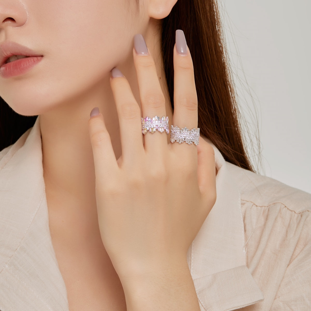 [HOT] Bague quotidienne luxueuse et colorée à taille radieuse