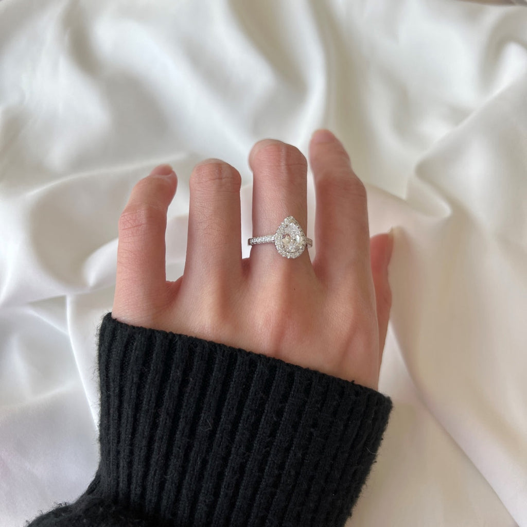 [HOT] Alliance de mariage luxueuse en forme de goutte d'eau resplendissante de 1,0 carat