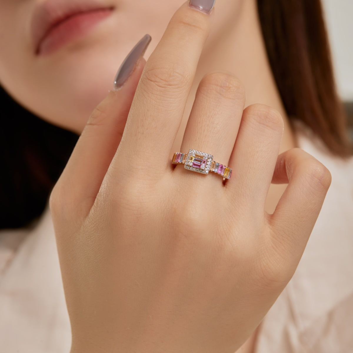 [HOT] Bague de fête exquise et colorée à coupe radiante