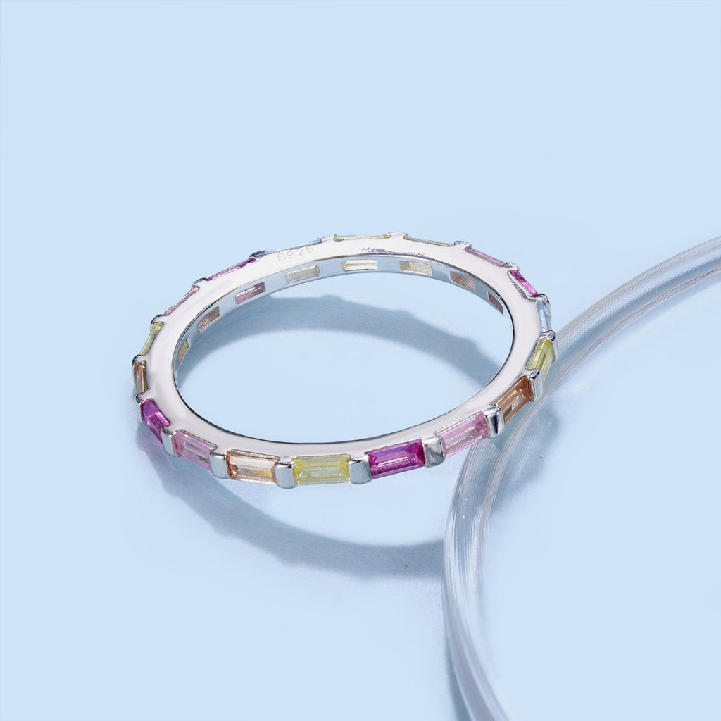 [HOT]Exquisite Multicolored Emerald Cut Daily Ring