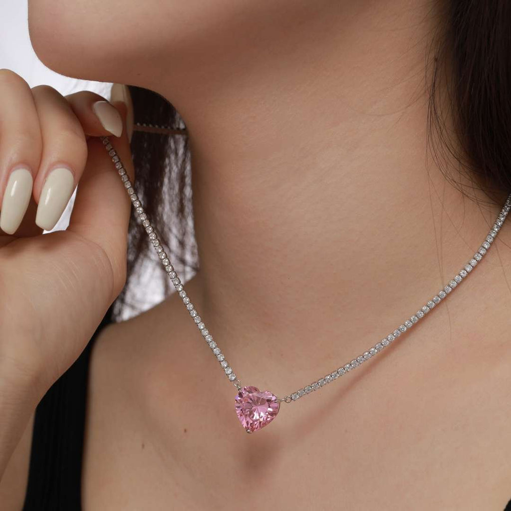 [HOT] Collier tennis polyvalent et coloré en forme de cœur de 8,0 carats