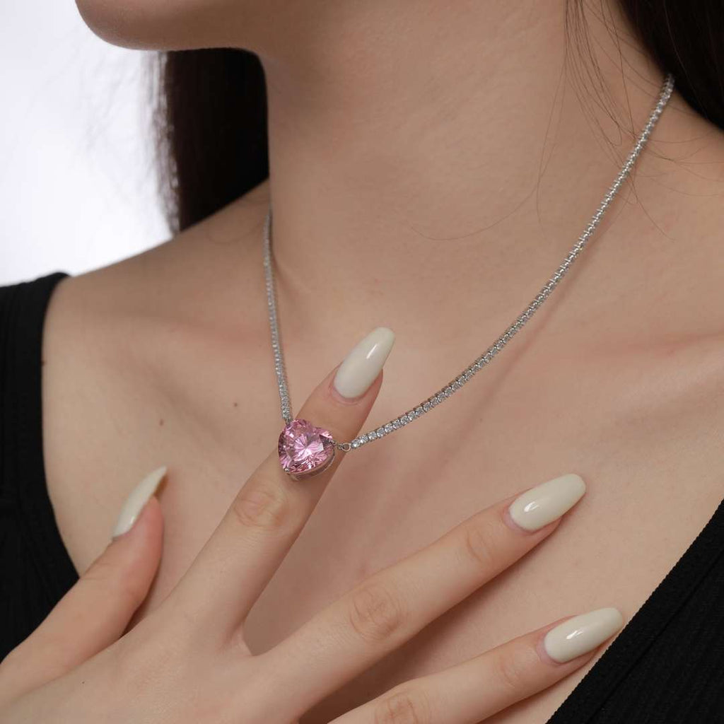 [HOT] Collier tennis polyvalent et coloré en forme de cœur de 8,0 carats