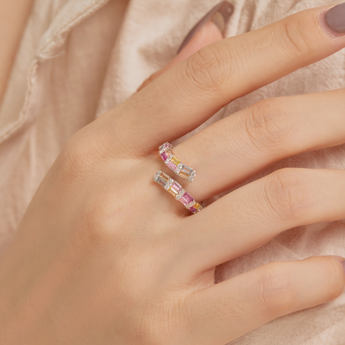 [HOT] Charmante bague quotidienne ajustable colorée à coupe radiante