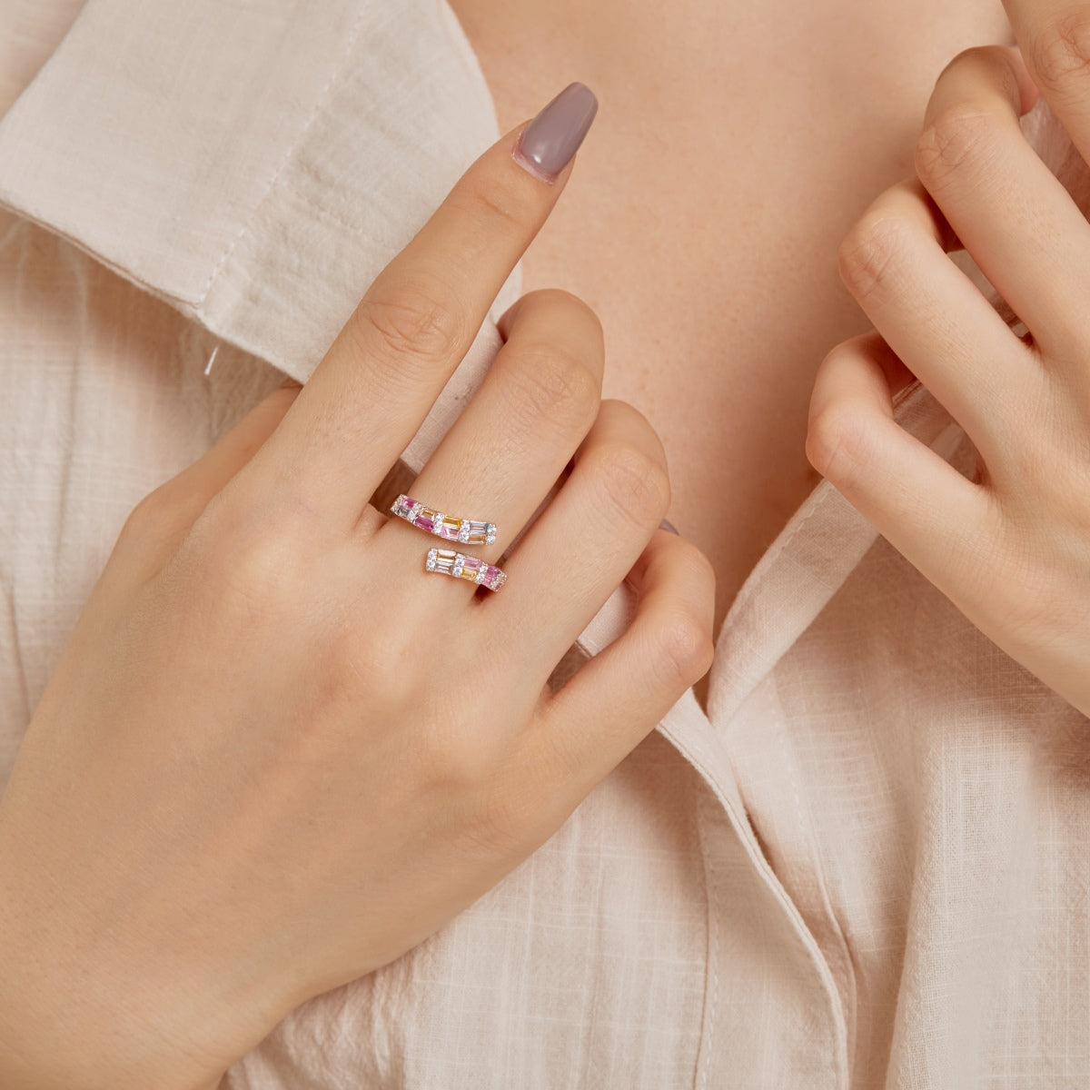 [HOT] Charmante bague quotidienne ajustable colorée à coupe radiante