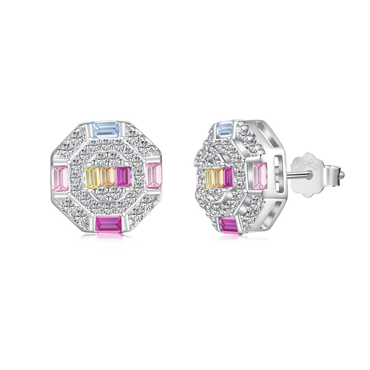 [HOT] Boucles d'oreilles quotidiennes en forme d'octogone coloré et orné