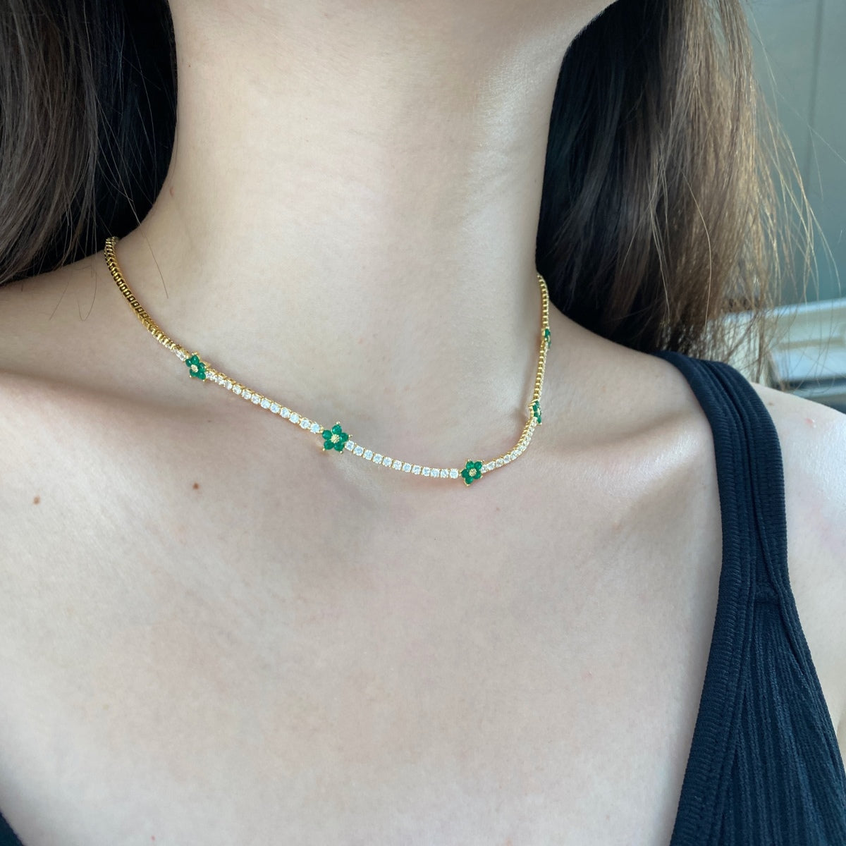 [HOT]Luxurious Colorful Flower Tennis Necklace