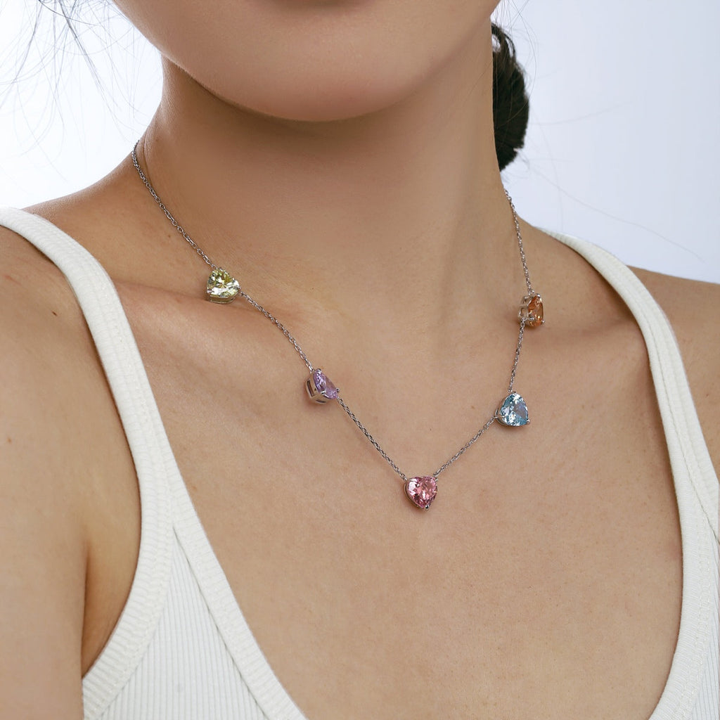 [HOT]Sparkling Colorful Heart Cut Necklace