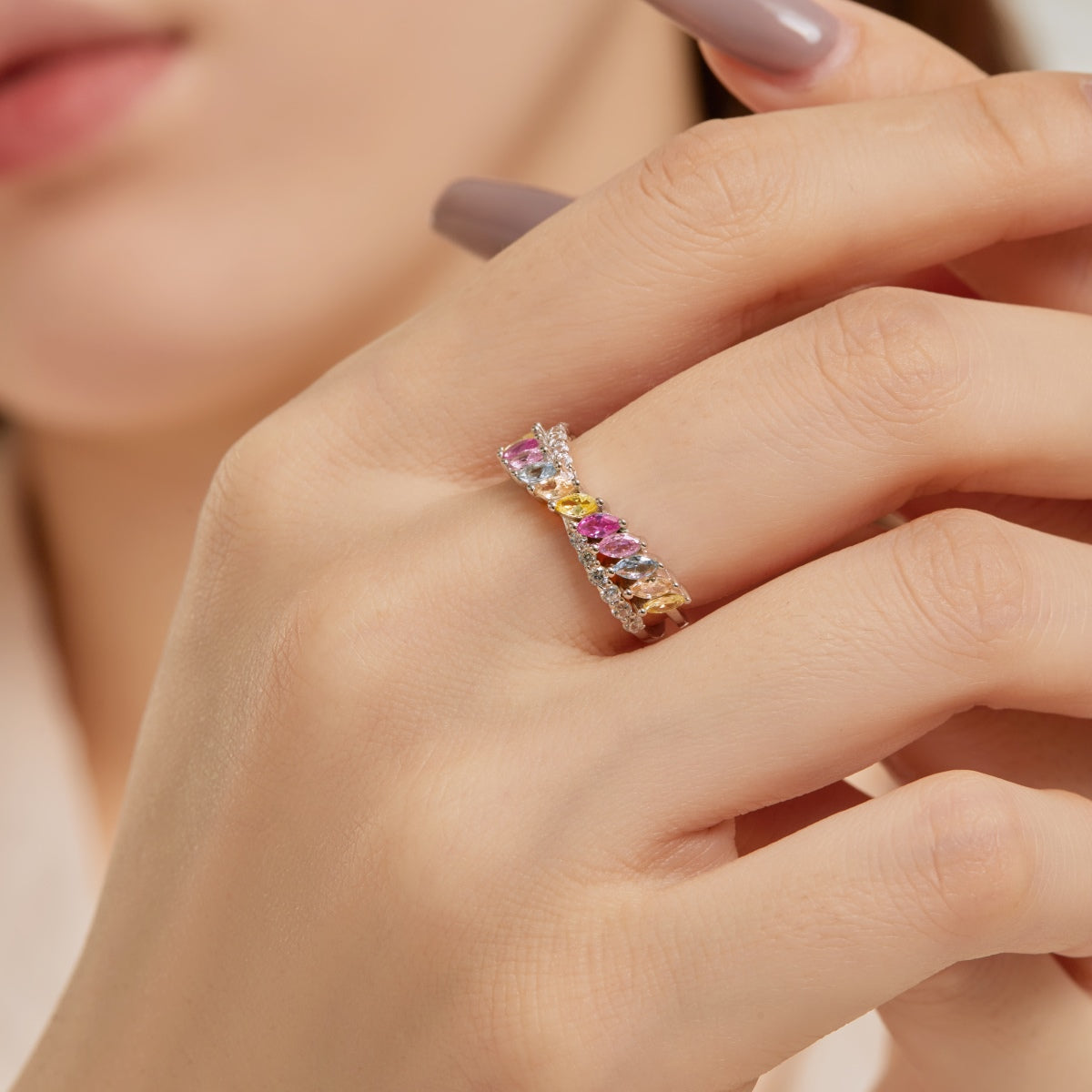 [HOT] Bague quotidienne unique et colorée taille marquise