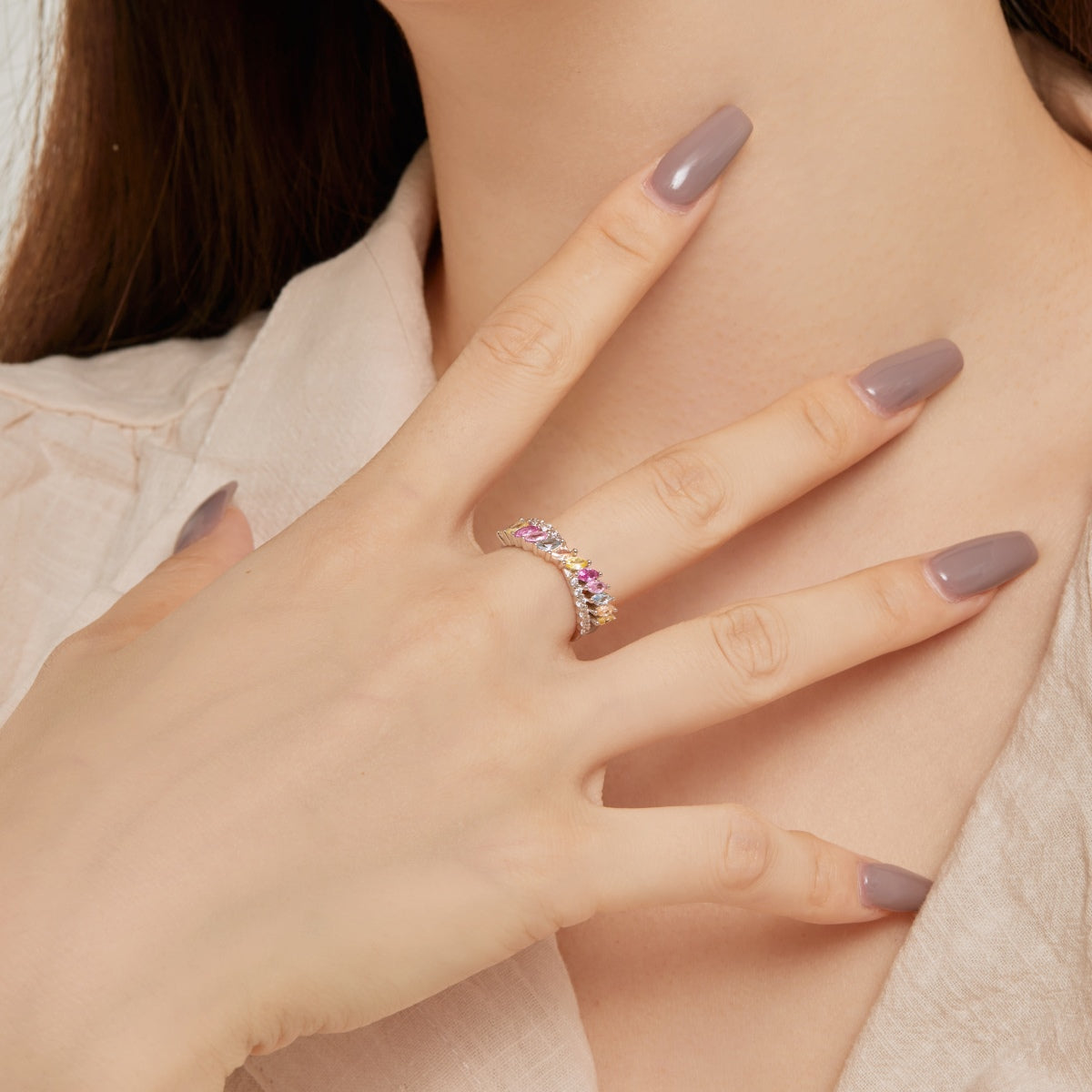 [HOT] Bague quotidienne unique et colorée taille marquise