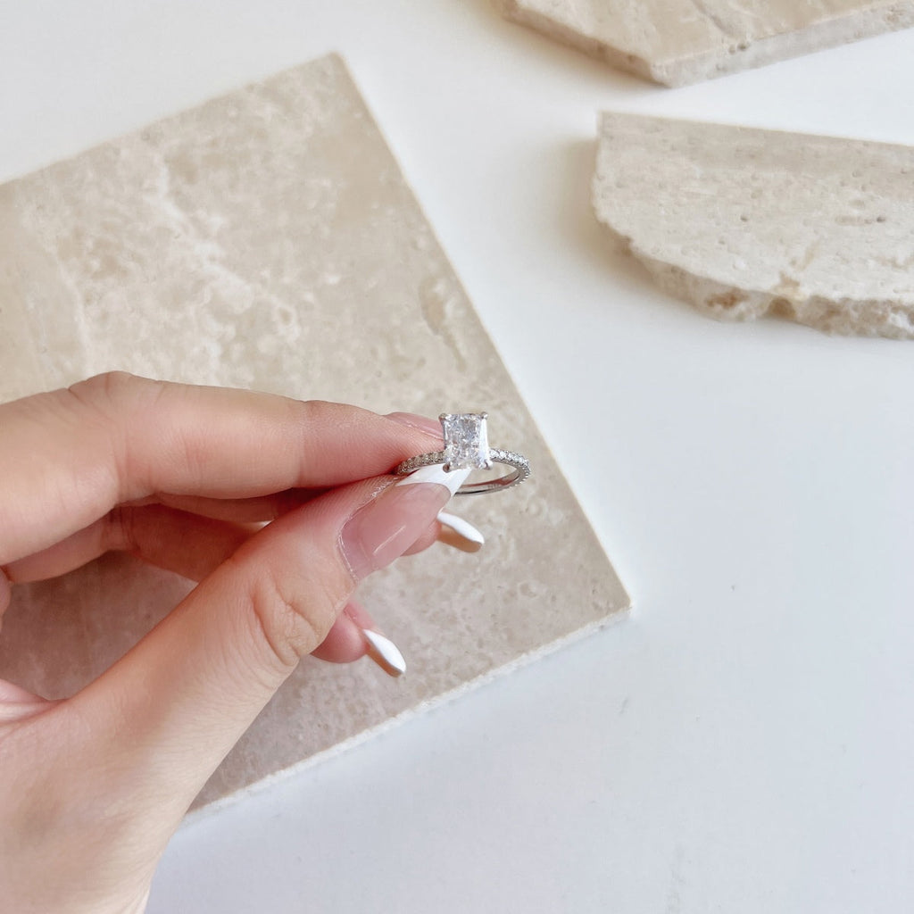 [HOT] Bague de fête scintillante et éclatante de 2,0 carats avec taille radiante