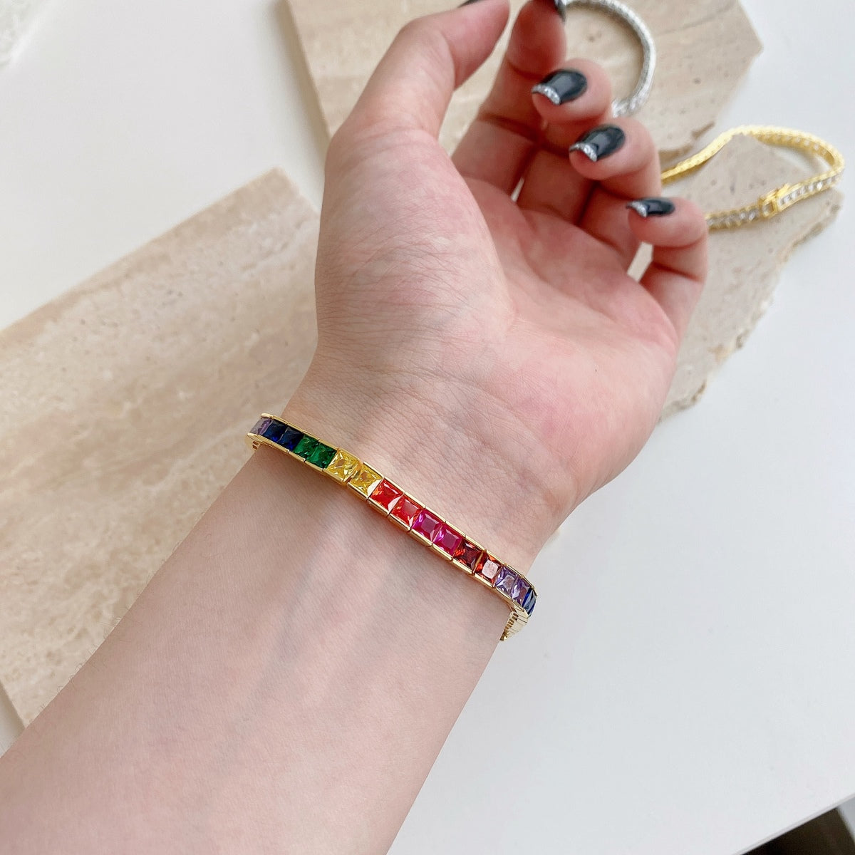 [HOT]Radiant Colorful Princess Cut Tennis Bracelet