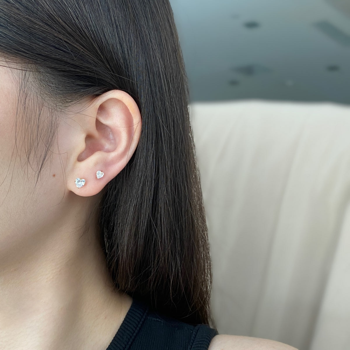 [HOT] Boucles d'oreilles simples en forme de cœur scintillant