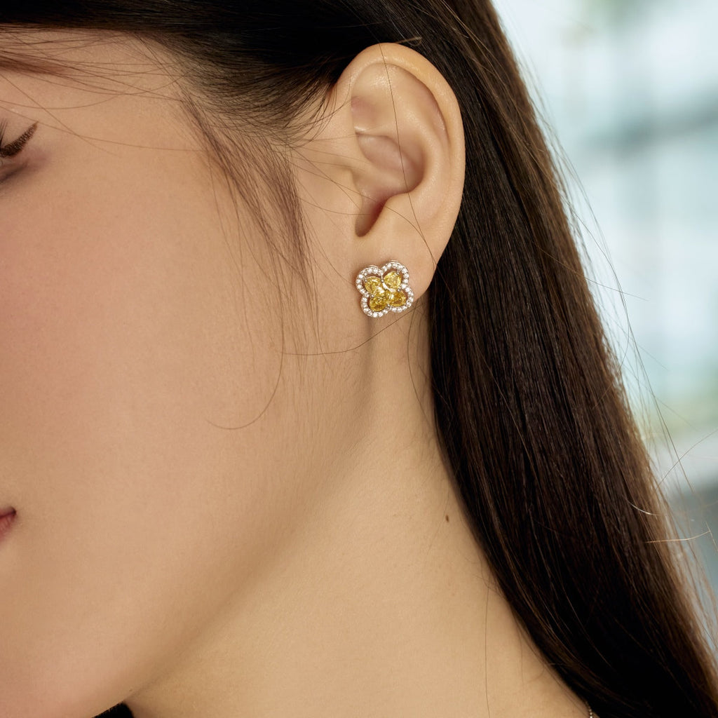 [HOT] Boucles d'oreilles exquises en forme de trèfle à quatre feuilles porte-bonheur