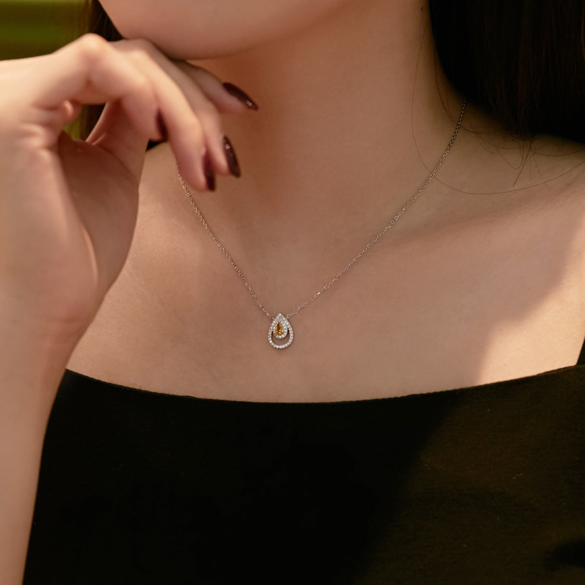 [HOT]Sparkling Pear Cut Necklace