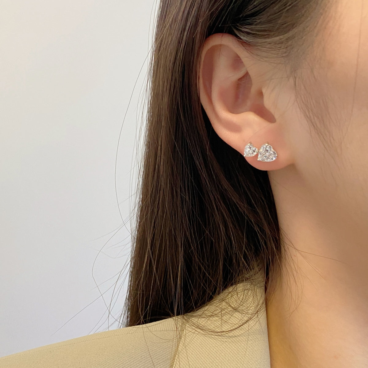 [HOT] Boucles d'oreilles classiques de style princesse en forme de double cœur