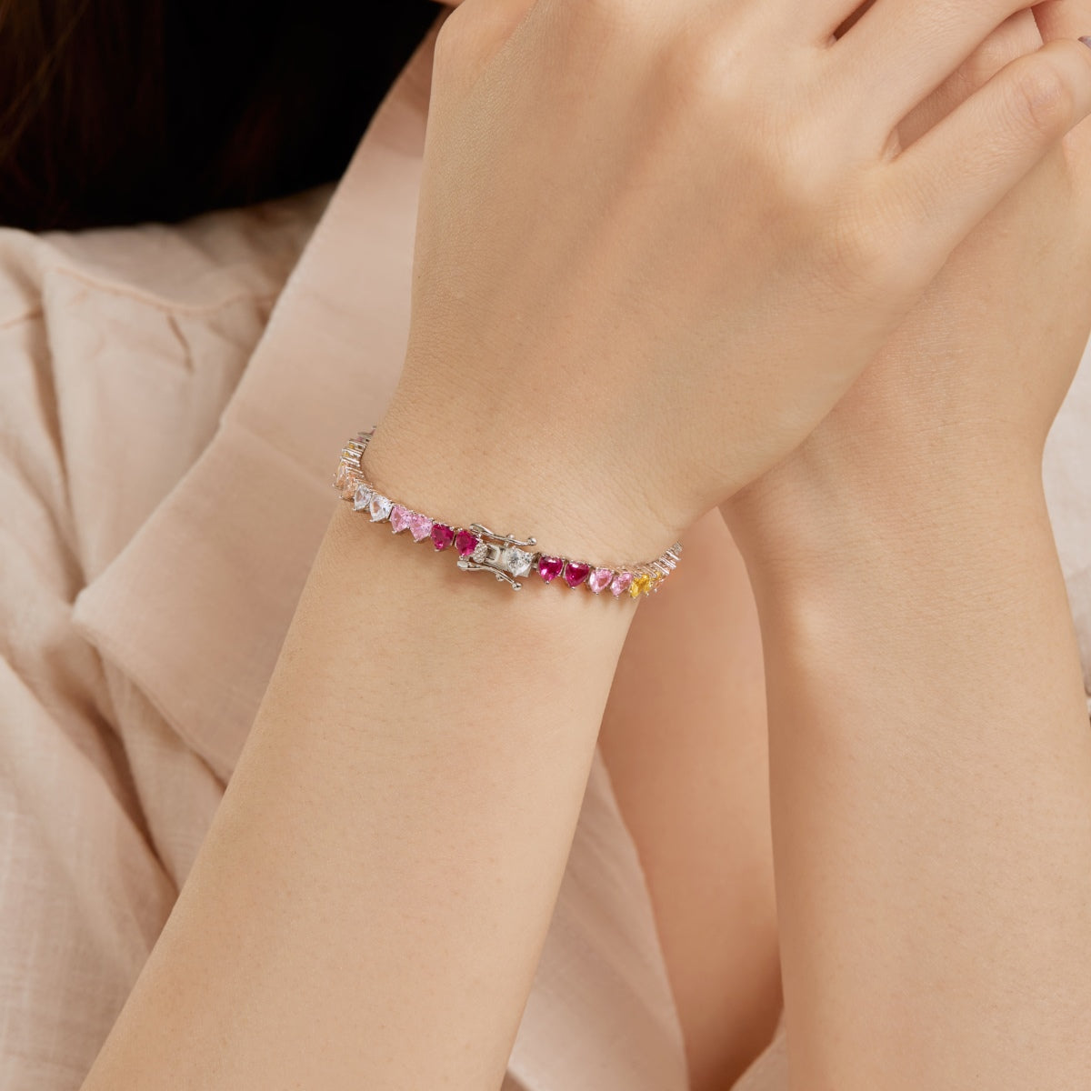 [HOT]Luxurious Colorful Romantic Heart Shape Lover Bracelet