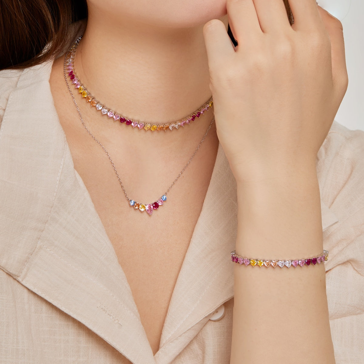 [HOT]Luxurious Colorful Romantic Heart Shape Lover Bracelet