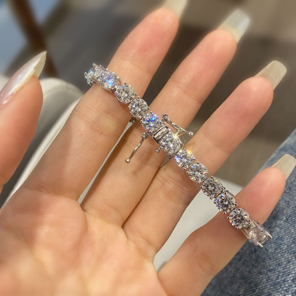 [HOT] Bracelet de mariage éblouissant taille ronde de 0,75 carat