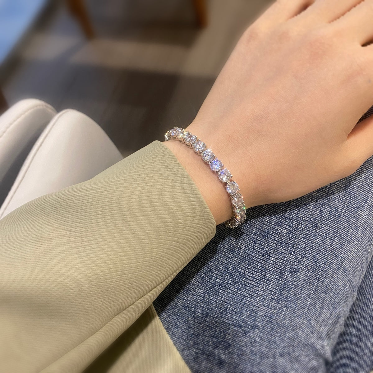 [HOT] Bracelet de mariage éblouissant taille ronde de 0,75 carat