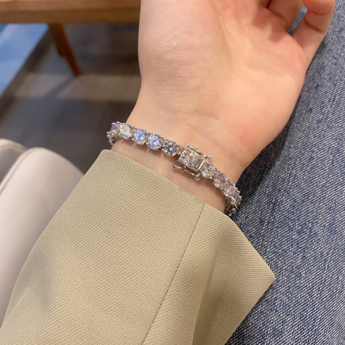 [HOT] Bracelet de mariage éblouissant taille ronde de 0,75 carat