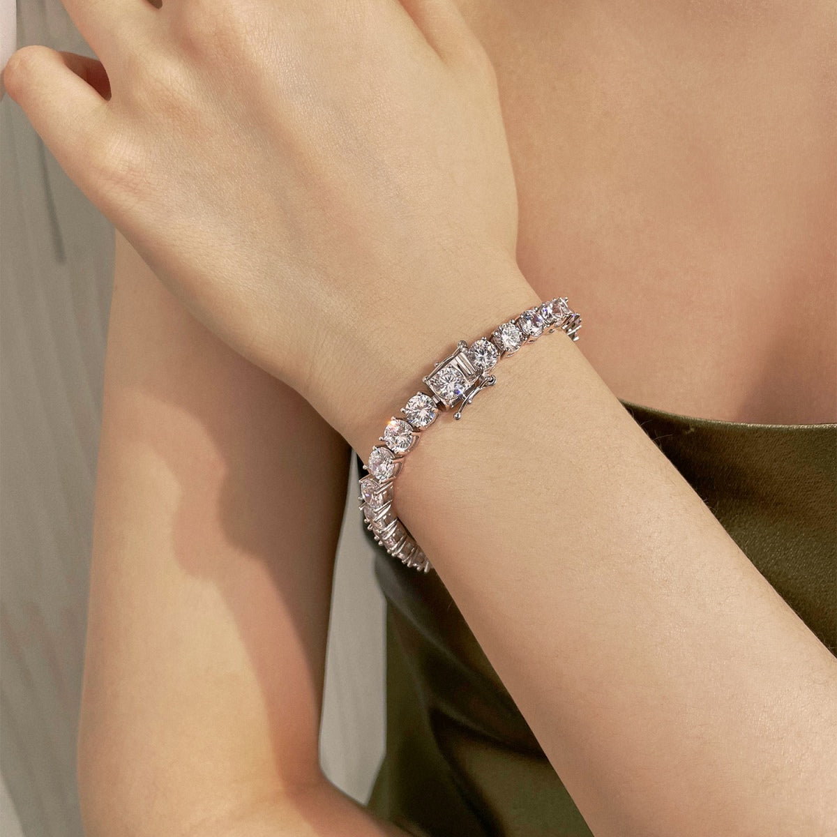 [HOT] Bracelet de mariage éblouissant taille ronde de 0,75 carat