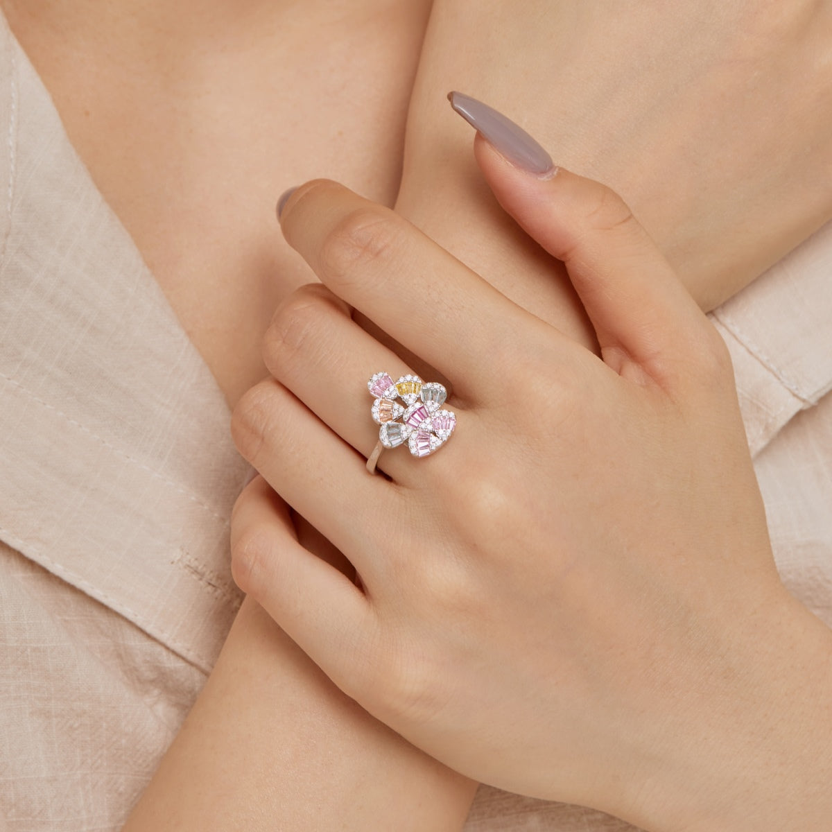 [HOT] Bague quotidienne scintillante et colorée en forme de goutte d'eau