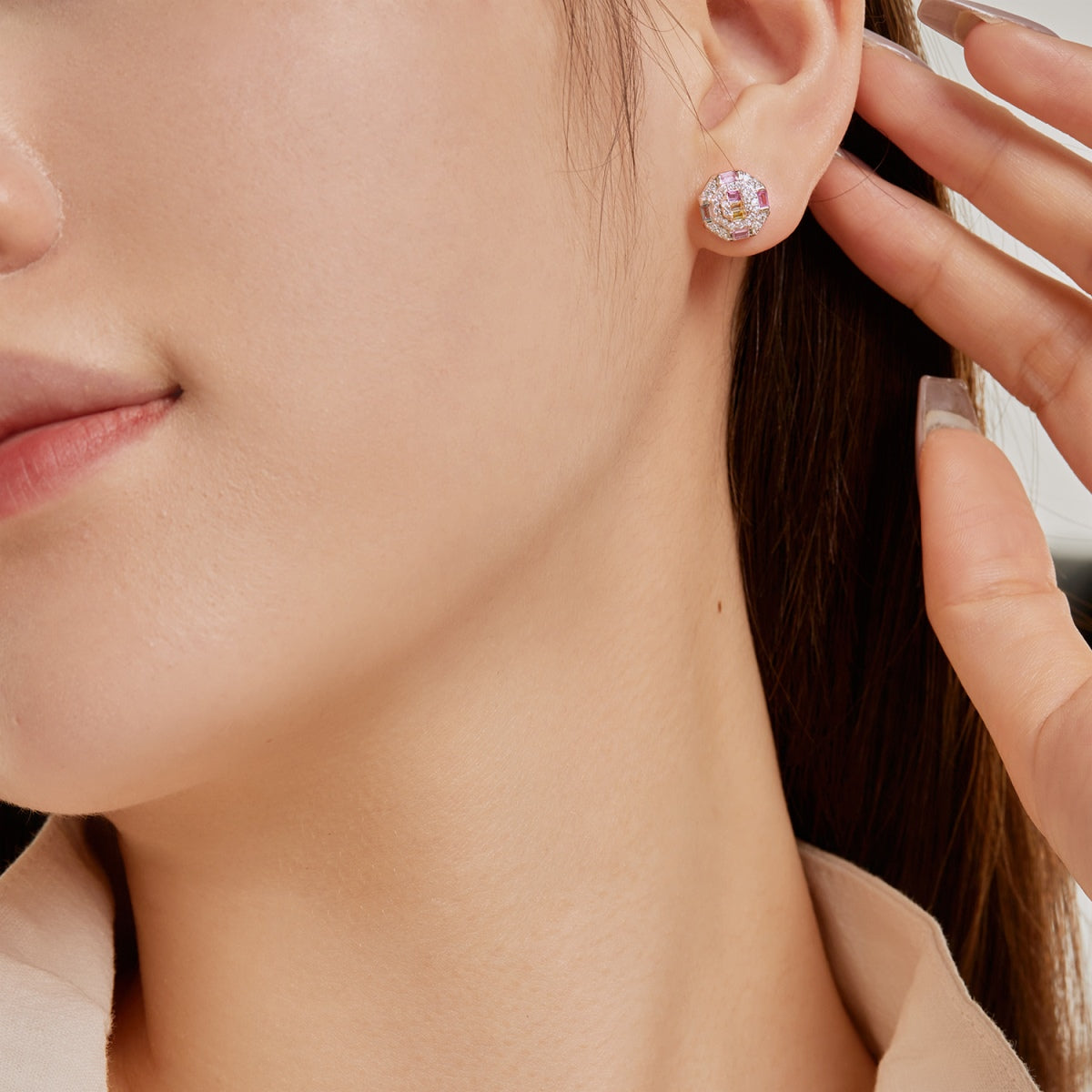 [HOT] Boucles d'oreilles quotidiennes en forme d'octogone coloré et orné