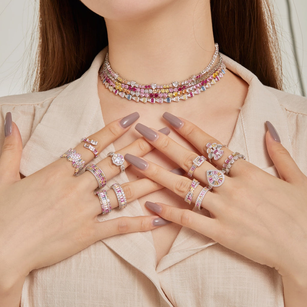 [HOT]Delicate Colorful Rainbow Tennis Chain