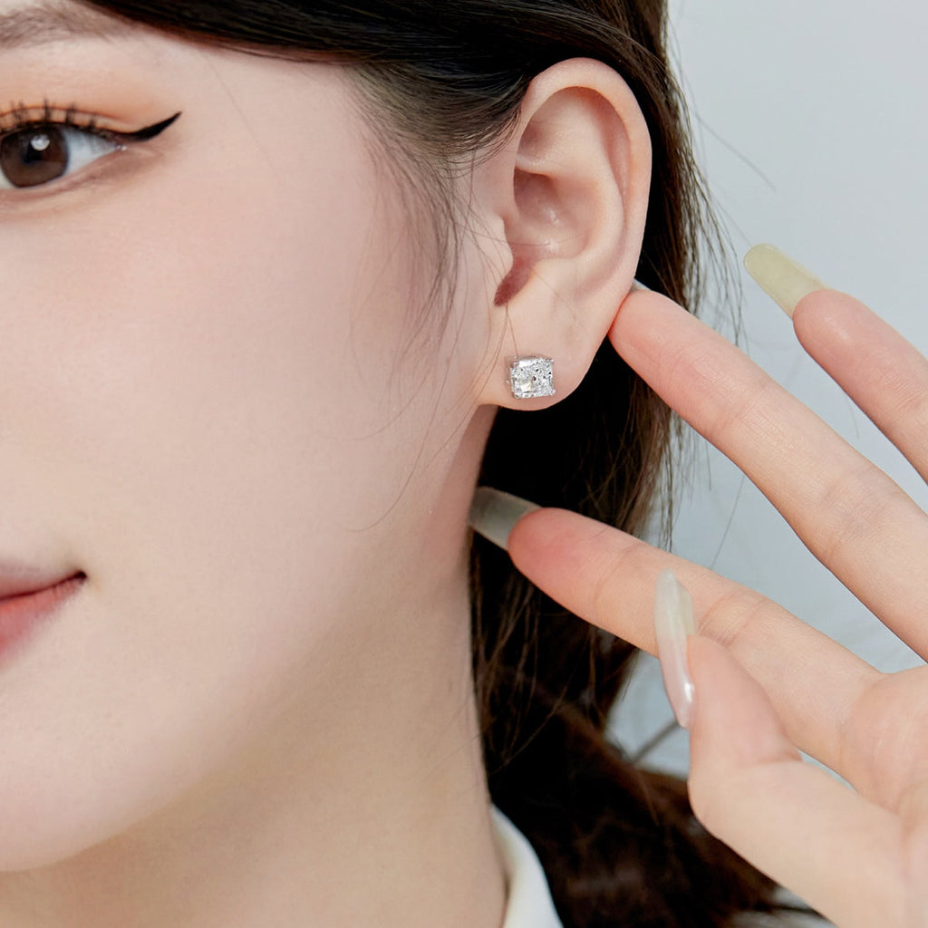 [HOT] Boucles d'oreilles de mariage taille princesse radiante de 1,0 carat