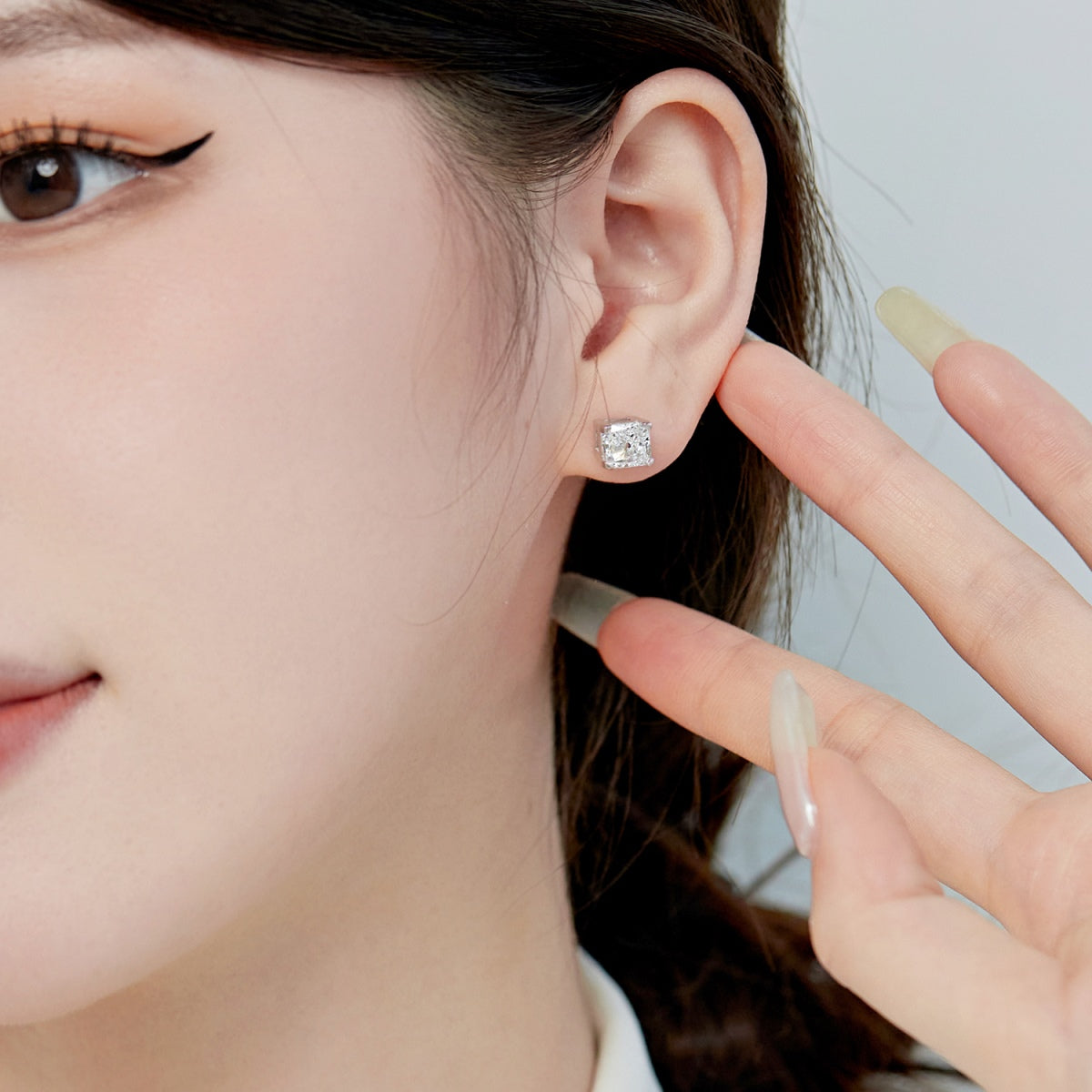 [HOT] Boucles d'oreilles de mariage taille princesse radiante de 1,0 carat