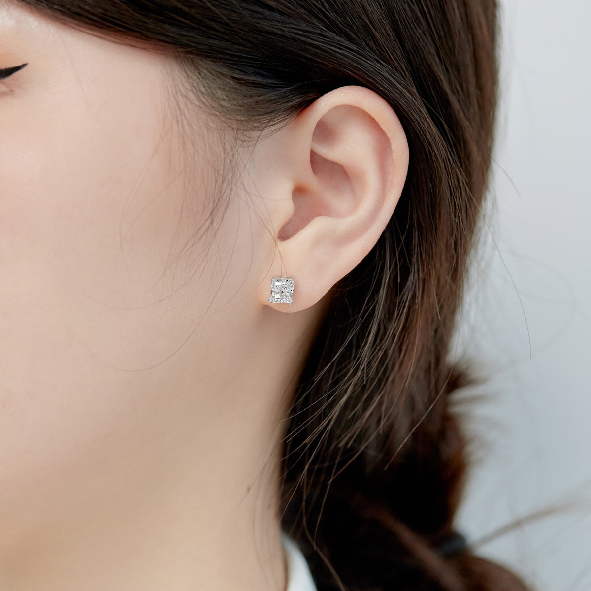 [HOT] Boucles d'oreilles de mariage taille princesse radiante de 1,0 carat